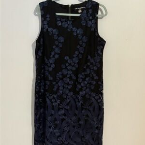 Karl Lagerfeld Black and Blue Floral Mini Dress/Sheath